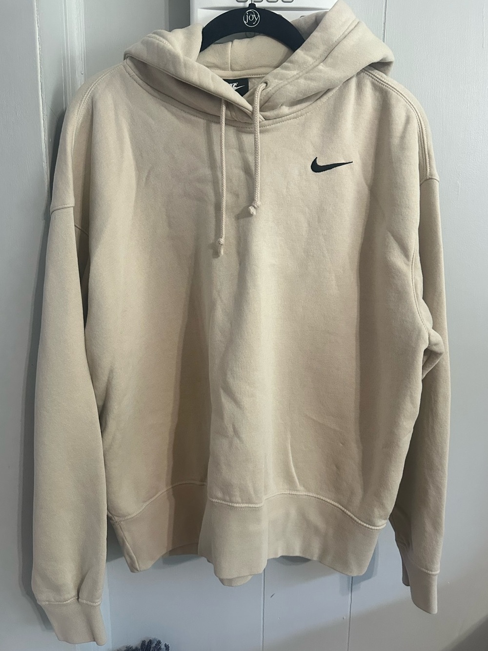 Nike Beige Pullover Hoodie - Small Swoosh